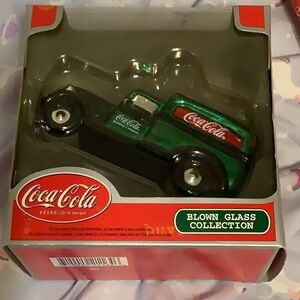 Coca Cola Green Blown Glass collection Christmas ornament